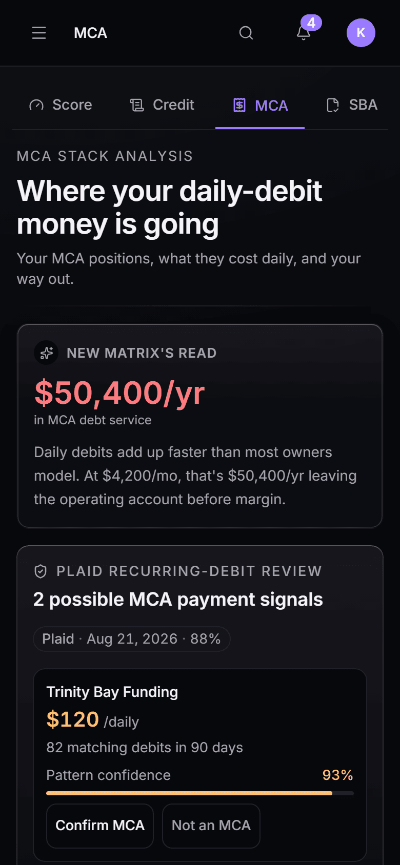 MCA relief & consolidation in the New Matrix console, mobile view