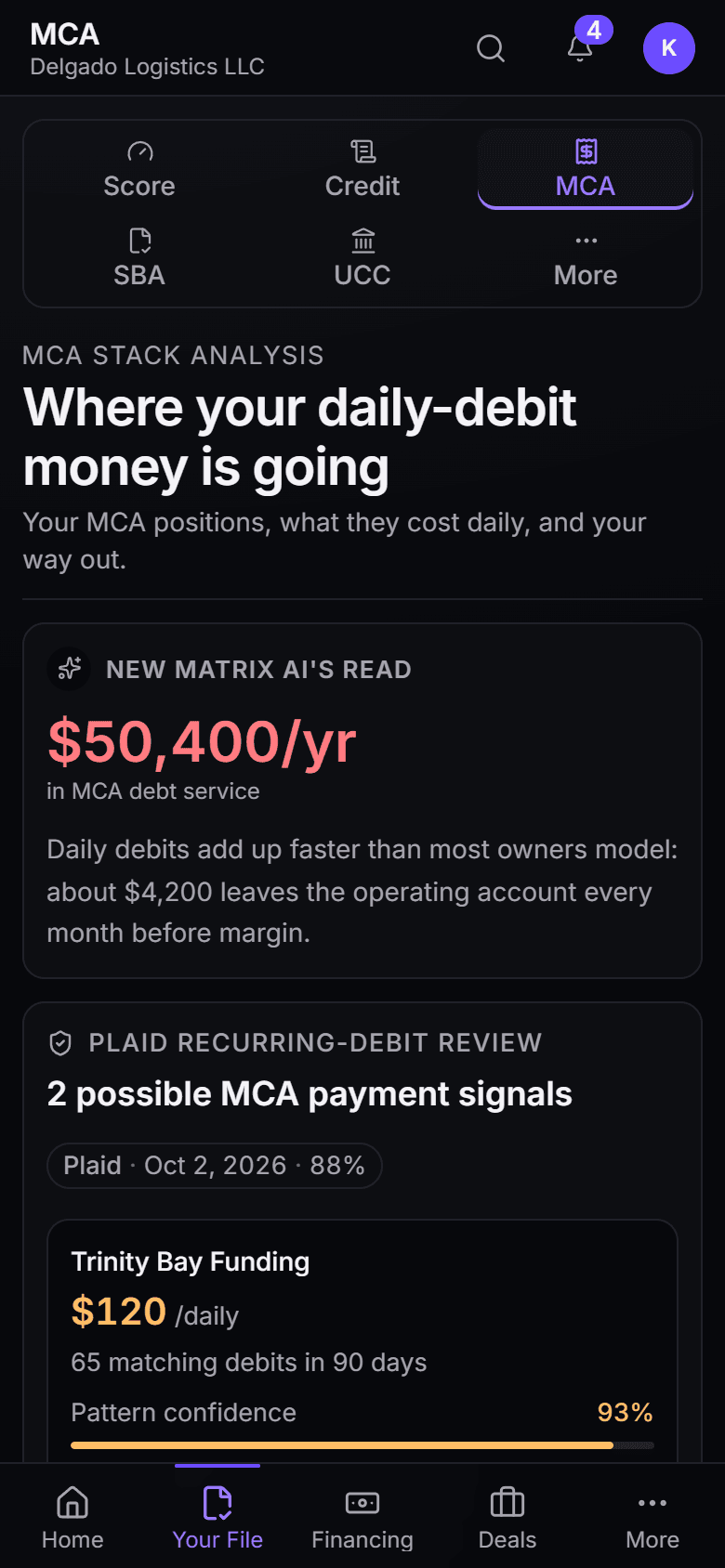 MCA relief & consolidation in the New Matrix console, mobile view